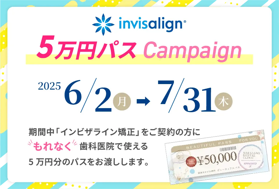 湯島なかがみ歯科 インビザライン5万円パスキャンペーン